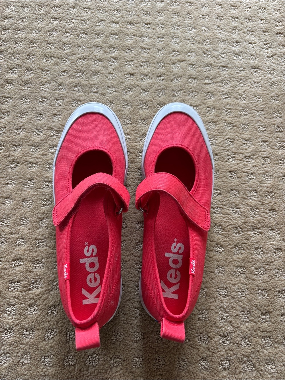 Keds Women's Coral Pink Canvas Mary Jane Sneakers